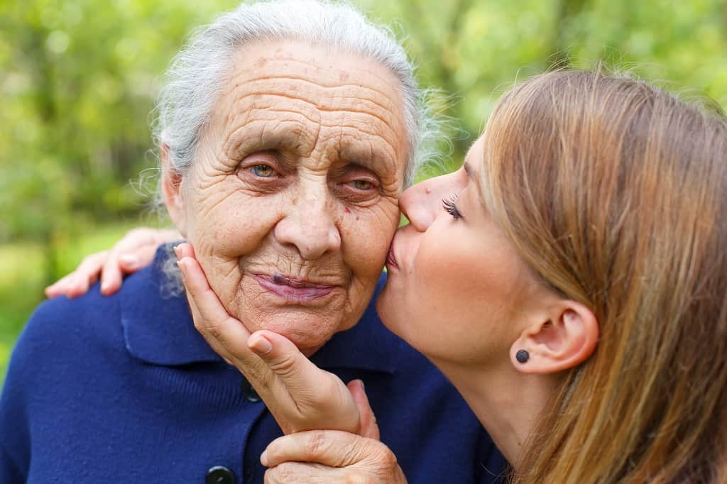 grandma getting kissed